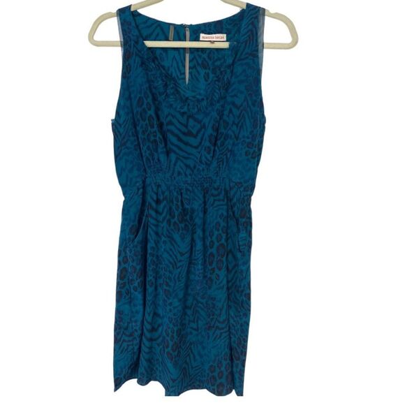 #308 REBECCA TAYLOR Silk Animal Mini Dress - Picture 1 of 6